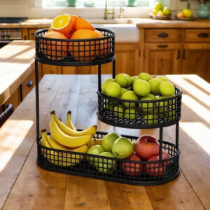 Stylish Metal Fruit Organizer for Kitchen Storage & Display