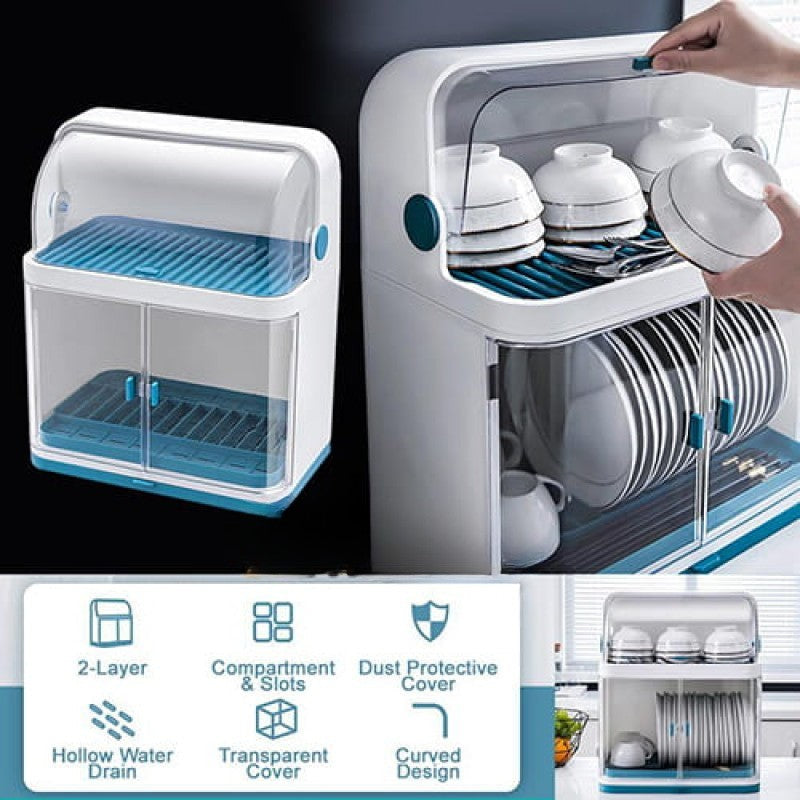 Covered Dish Rack 2 Layer Dust-Safe - Image 3